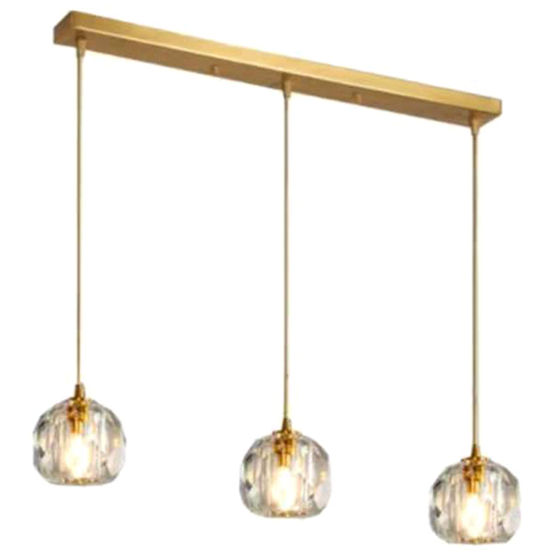 Gold Dome Suspension Pendant Light Contemporary Crystal Pendant Lighting Fixture 3 Gold Clearhalo 'Ceiling Lights' 'Pendant Lights' 'Pendants' Lighting' 2603046