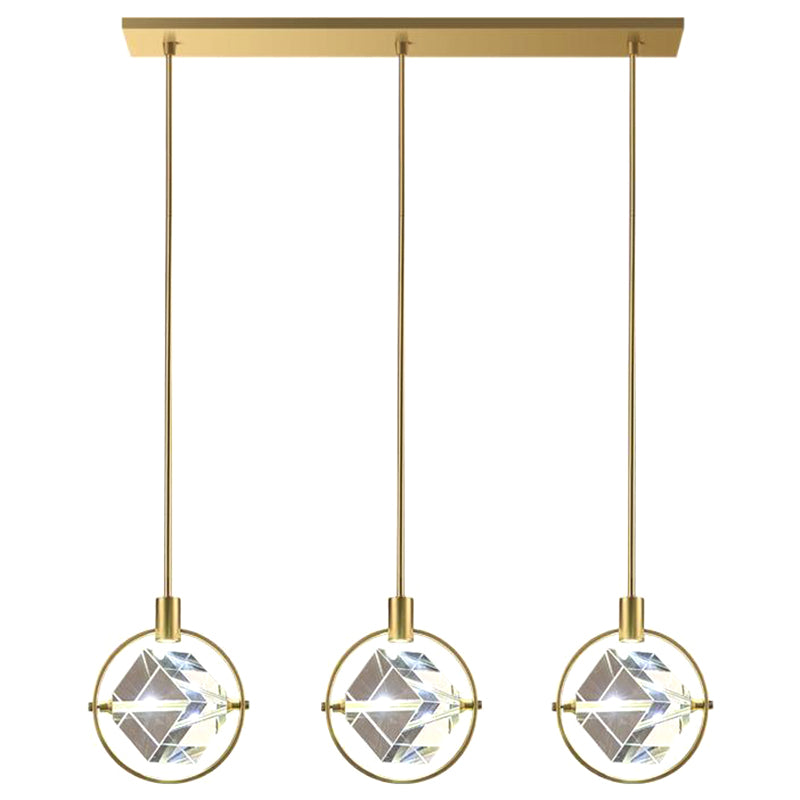 Crystal Cubic Hanging Ceiling Light Modern Style LED Gold Suspended Lighting Fixture Clearhalo 'Ceiling Lights' 'Pendant Lights' 'Pendants' Lighting' 2603060