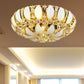 23.5"/31.5" W Round Flush Ceiling Light Contemporary Crystal and Glass Ceiling Mounted Light with Leaf Pattern in Gold Clearhalo 'Ceiling Lights' 'Close To Ceiling Lights' 'Close to ceiling' 'Flush mount' Lighting' 260359