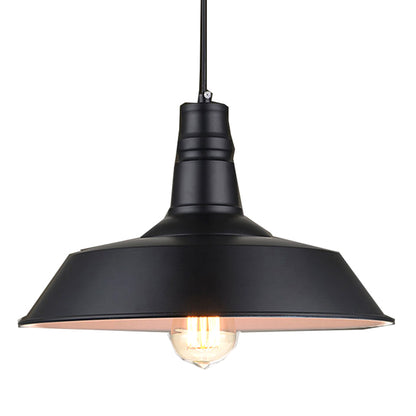 Shaded Pendant Lighting Fixture Industrial Style Metal Dinning Room Hanging Light Fixture Black Clearhalo 'Ceiling Lights' 'Pendant Lights' 'Pendants' Lighting' 2603818