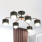 3/6/8 Lights Cylinder Semi Flush Lamp Nordic Style Metal Black/White Semi Flush Ceiling Light 6 Black Clearhalo 'Ceiling Lights' 'Close To Ceiling Lights' 'Close to ceiling' 'Semi-flushmount' Lighting' 260394