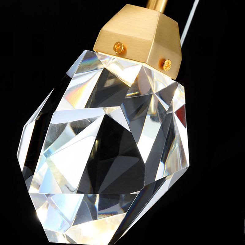 Crystal Stone-Shape Pendant Light Fixture Contemporary Style Down Lighting Pendant in Gold Clearhalo 'Ceiling Lights' 'Pendant Lights' 'Pendants' Lighting' 2603947
