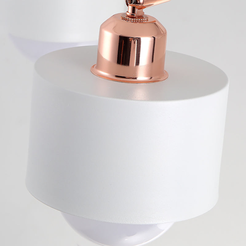 3/6/8 Lights Cylinder Semi Flush Lamp Nordic Style Metal Black/White Semi Flush Ceiling Light Clearhalo 'Ceiling Lights' 'Close To Ceiling Lights' 'Close to ceiling' 'Semi-flushmount' Lighting' 260407