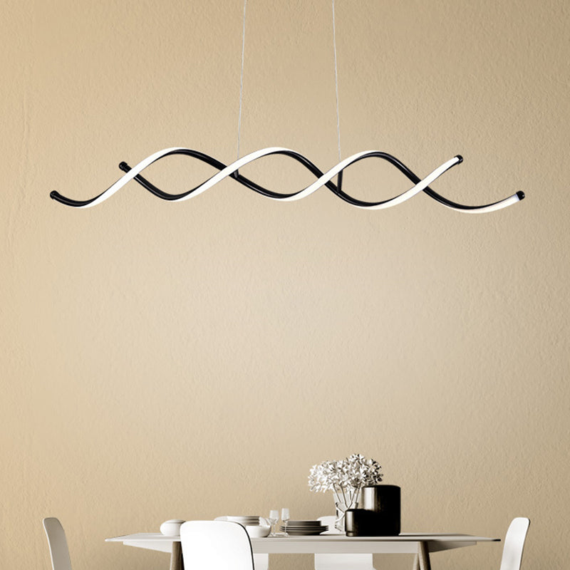Wave Dinning Room Pendant Ceiling Light Metal LED Contemporary Suspended Lighting Fixture in Black Clearhalo 'Ceiling Lights' 'Island Lights' 'Lighting' 2604073