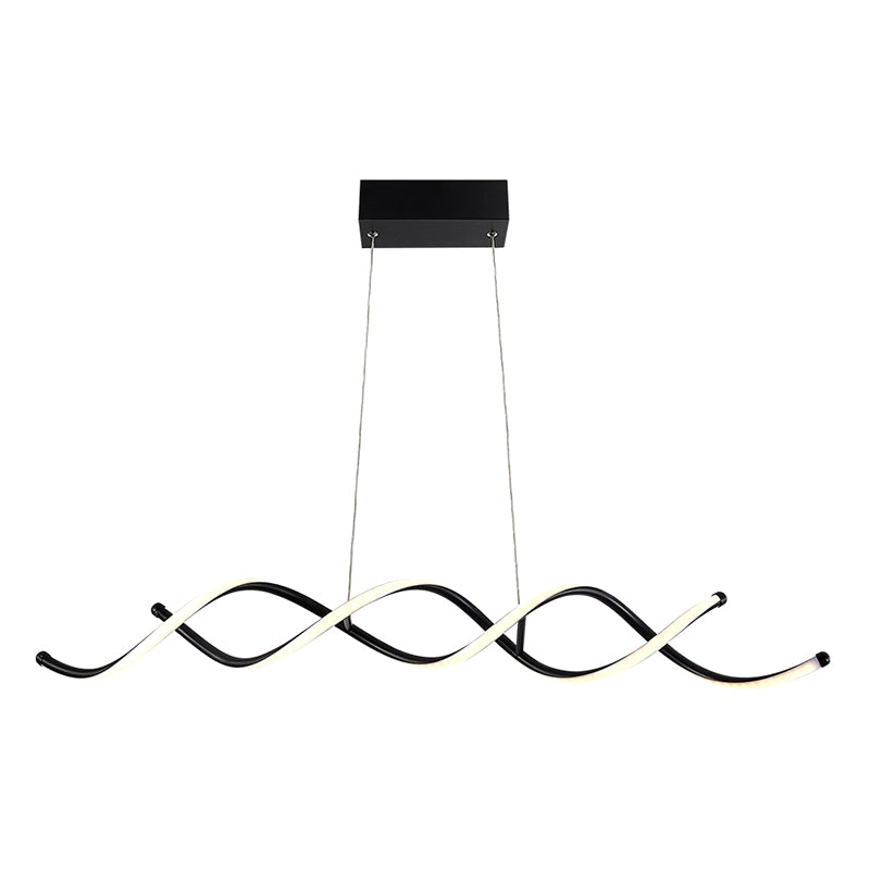 Wave Dinning Room Pendant Ceiling Light Metal LED Contemporary Suspended Lighting Fixture in Black Black Clearhalo 'Ceiling Lights' 'Island Lights' 'Lighting' 2604077