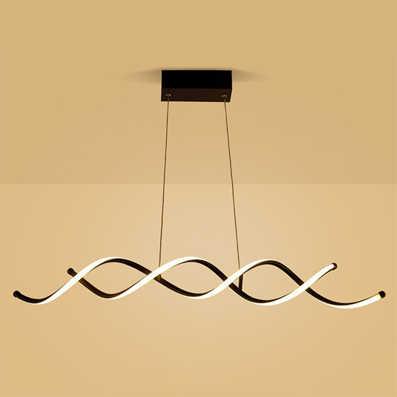 Wave Dinning Room Pendant Ceiling Light Metal LED Contemporary Suspended Lighting Fixture in Black Clearhalo 'Ceiling Lights' 'Island Lights' 'Lighting' 2604080