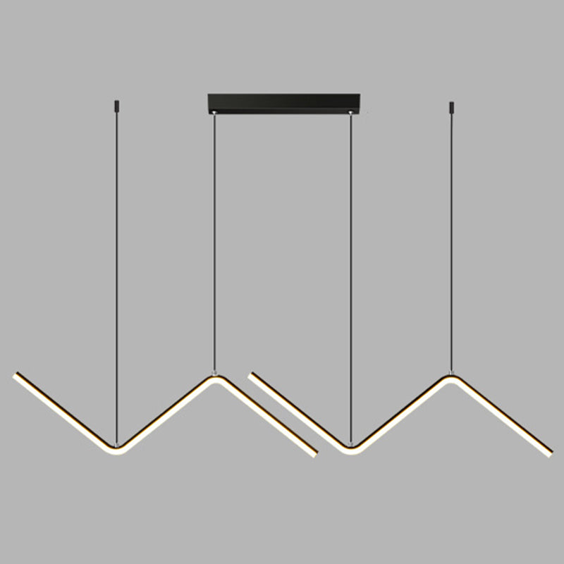 Zigzag Pendant Lighting Fixture Contemporary Style LED Metal Suspended Lighting Fixture Black Clearhalo 'Ceiling Lights' 'Island Lights' 'Lighting' 2604084