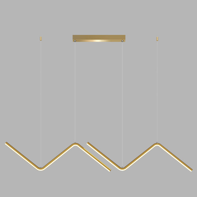 Zigzag Pendant Lighting Fixture Contemporary Style LED Metal Suspended Lighting Fixture Gold Clearhalo 'Ceiling Lights' 'Island Lights' 'Lighting' 2604085