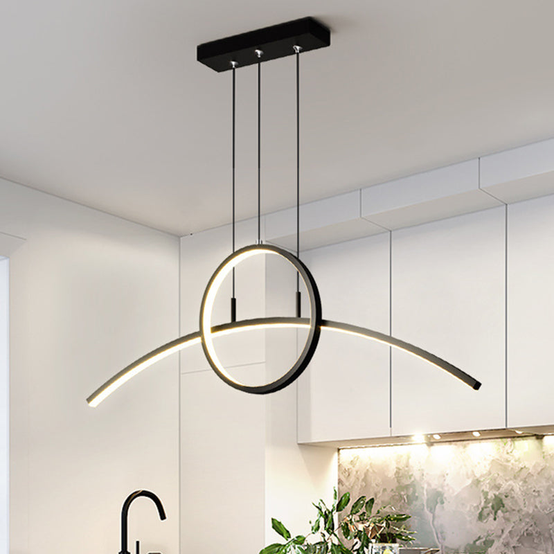 Circle and Linear Pendant Lighting Fixture Modern Style LED Metal Hanging Light Fixture Clearhalo 'Ceiling Lights' 'Island Lights' 'Lighting' 2604092