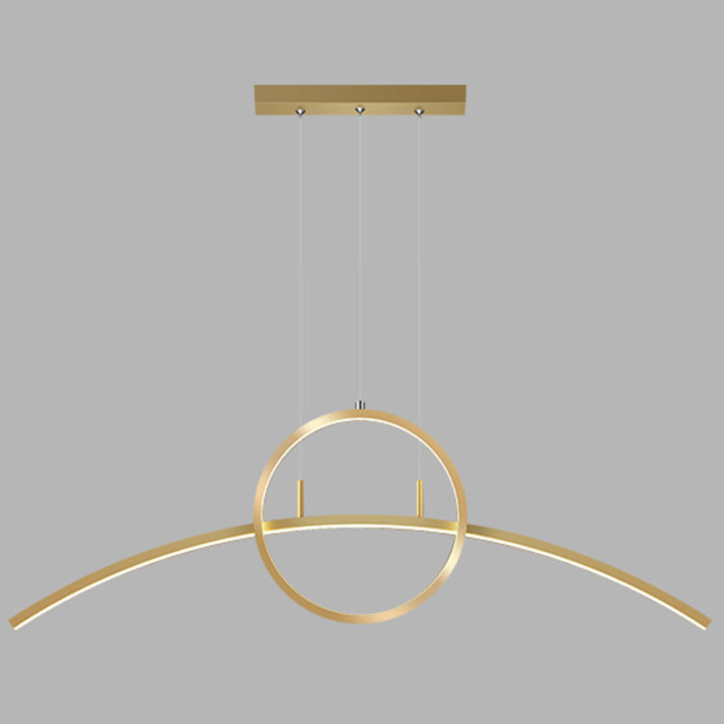 Circle and Linear Pendant Lighting Fixture Modern Style LED Metal Hanging Light Fixture Gold Clearhalo 'Ceiling Lights' 'Island Lights' 'Lighting' 2604093