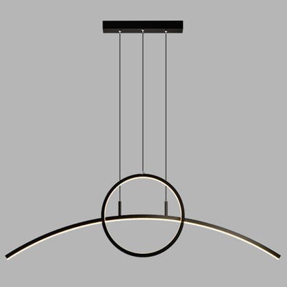 Circle and Linear Pendant Lighting Fixture Modern Style LED Metal Hanging Light Fixture Black Clearhalo 'Ceiling Lights' 'Island Lights' 'Lighting' 2604094