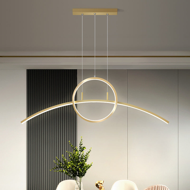 Circle and Linear Pendant Lighting Fixture Modern Style LED Metal Hanging Light Fixture Clearhalo 'Ceiling Lights' 'Island Lights' 'Lighting' 2604095