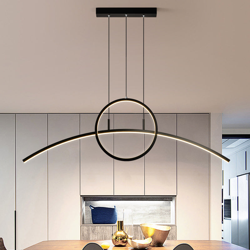 Circle and Linear Pendant Lighting Fixture Modern Style LED Metal Hanging Light Fixture Clearhalo 'Ceiling Lights' 'Island Lights' 'Lighting' 2604096