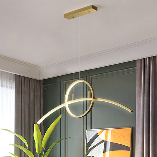 Circle and Linear Pendant Lighting Fixture Modern Style LED Metal Hanging Light Fixture Clearhalo 'Ceiling Lights' 'Island Lights' 'Lighting' 2604097