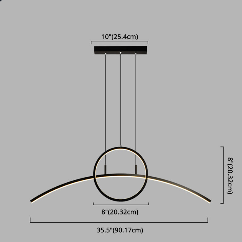 Circle and Linear Pendant Lighting Fixture Modern Style LED Metal Hanging Light Fixture Clearhalo 'Ceiling Lights' 'Island Lights' 'Lighting' 2604100