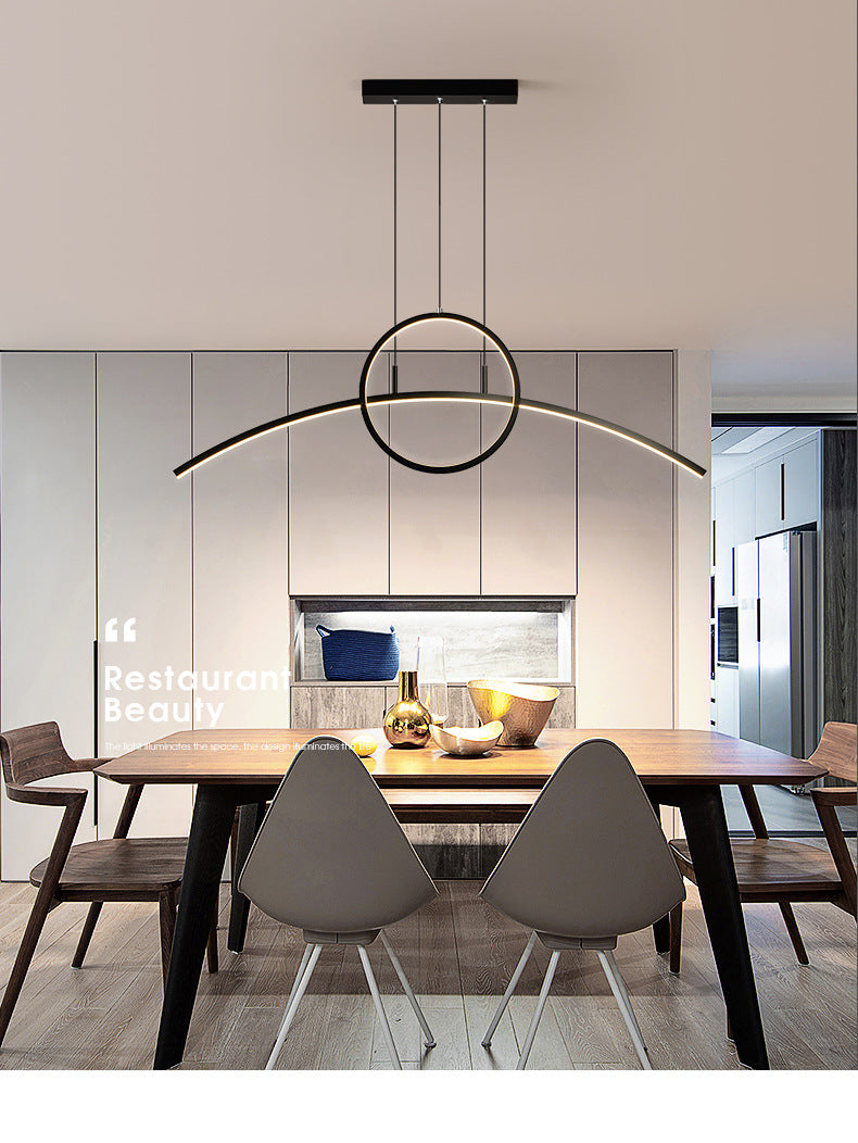 Circle and Linear Pendant Lighting Fixture Modern Style LED Metal Hanging Light Fixture Clearhalo 'Ceiling Lights' 'Island Lights' 'Lighting' 2604101