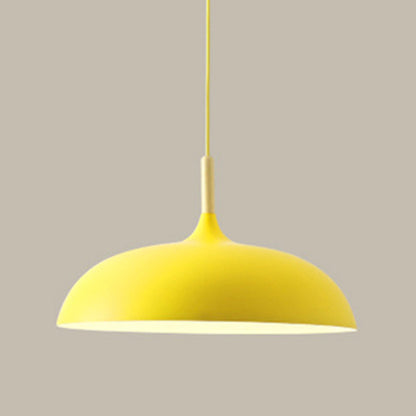 Circle Pendant Lighting Fixture Minimalist Metal Down Lighting Pendant for Bedroom Yellow Clearhalo 'Ceiling Lights' 'Pendant Lights' 'Pendants' Lighting' 2604248_3d35a232-f221-4059-bb81-c8388d7c50ab