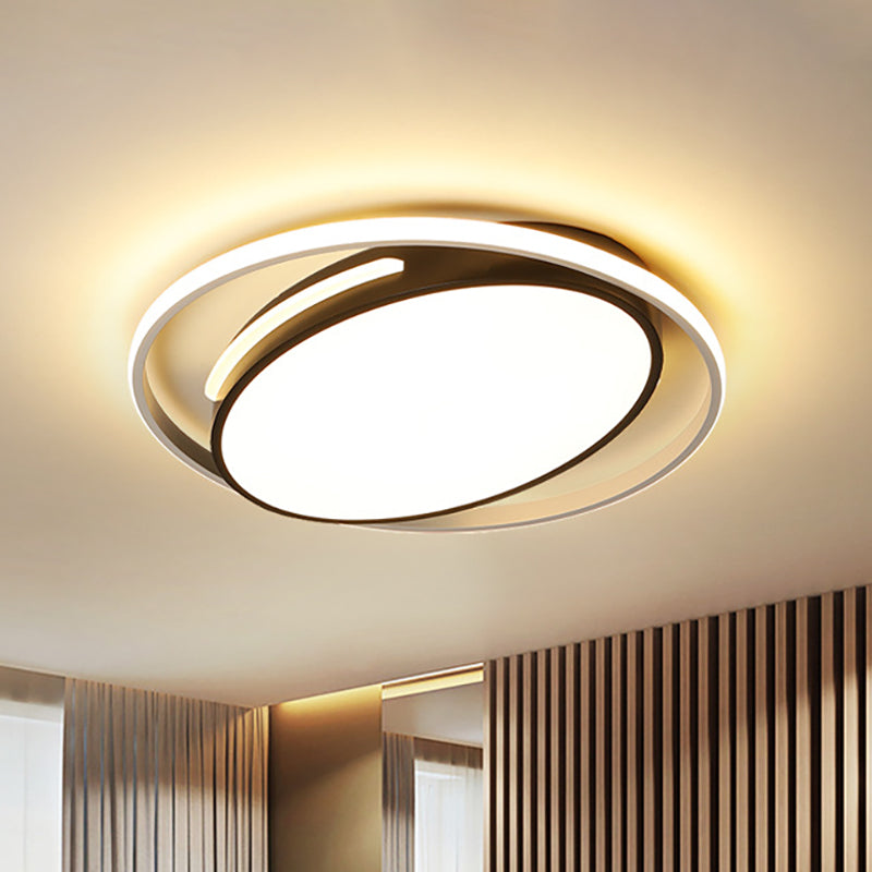 16"/19.5" Wide Black Oval Flush Mount Lighting Minimalist Metallic Led Flush Light with Frosted Diffuser Clearhalo 'Ceiling Lights' 'Close To Ceiling Lights' 'Close to ceiling' 'Flush mount' Lighting' 260443