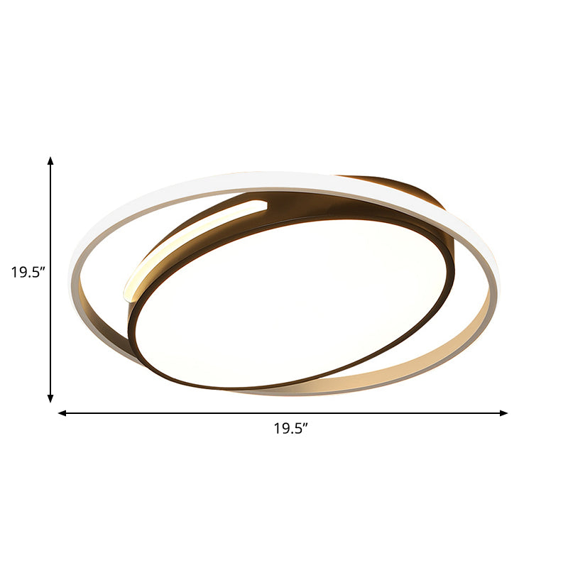 16"/19.5" Wide Black Oval Flush Mount Lighting Minimalist Metallic Led Flush Light with Frosted Diffuser Clearhalo 'Ceiling Lights' 'Close To Ceiling Lights' 'Close to ceiling' 'Flush mount' Lighting' 260446