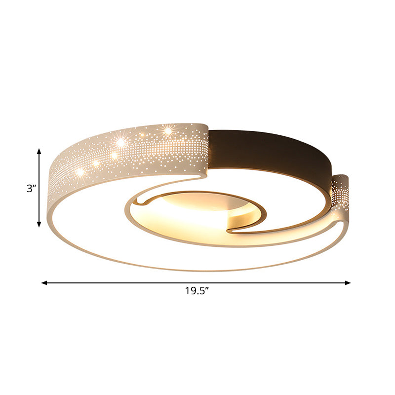 Black and White Moon Flush Lighting Modern Simple Iron Ceiling Flushmount in Warm/White, 16"/19.5" Wide Clearhalo 'Ceiling Lights' 'Close To Ceiling Lights' 'Close to ceiling' 'Flush mount' Lighting' 260468