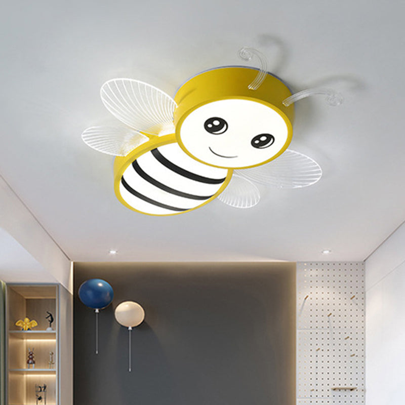 Metal Bee Flush Mount Ceiling Lighting Fixture Kids Style LED Close To Ceiling Lamp Clearhalo 'Ceiling Lights' 'Close To Ceiling Lights' 'Lighting' 2604839