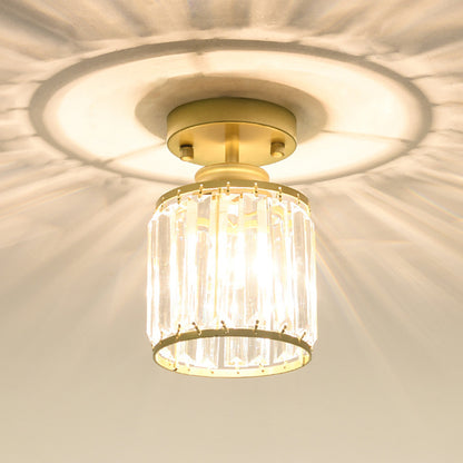 Cylinder Aisle Ceiling Mount Light Fixture Crystal Modern Style Close To Ceiling Light Gold Clearhalo 'Ceiling Lights' 'Close To Ceiling Lights' 'Lighting' 2604939
