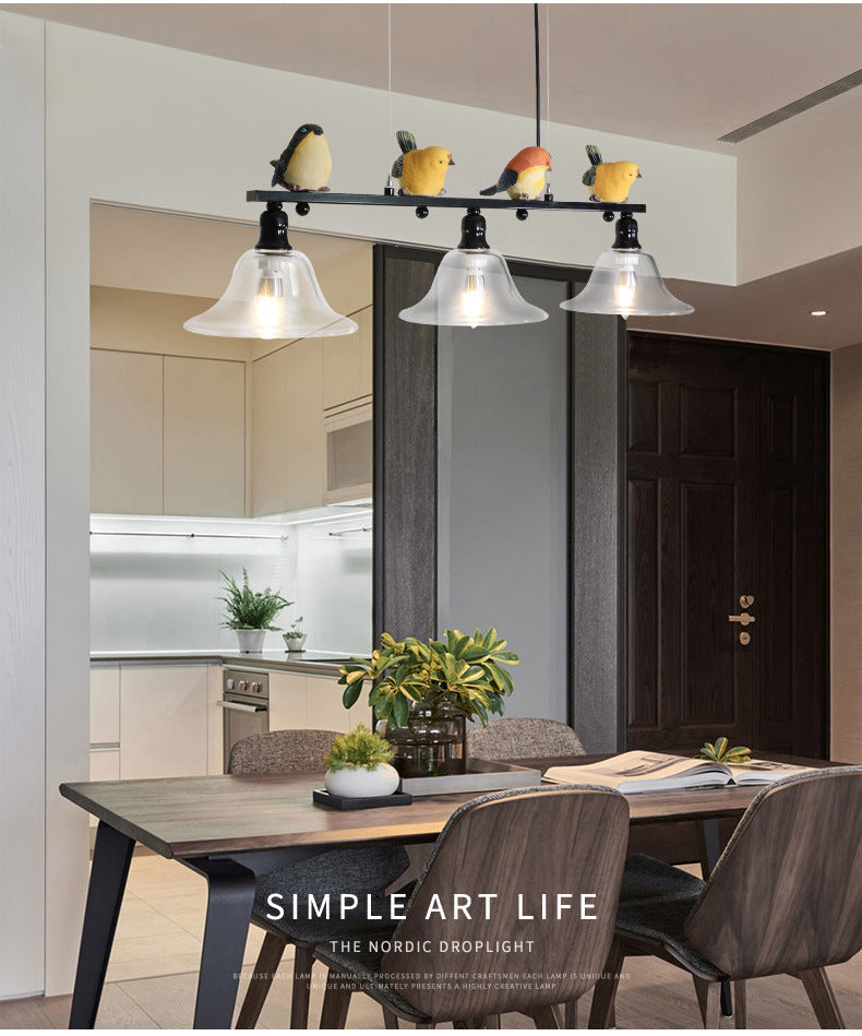 3 Lights Metal Island Pendant Lighting Contemporary Cone Glass Shade Island Lamps Clearhalo 'Ceiling Lights' 'Island Lights' 'Lighting' 2605055