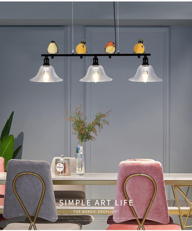 3 Lights Metal Island Pendant Lighting Contemporary Cone Glass Shade Island Lamps Clearhalo 'Ceiling Lights' 'Island Lights' 'Lighting' 2605056