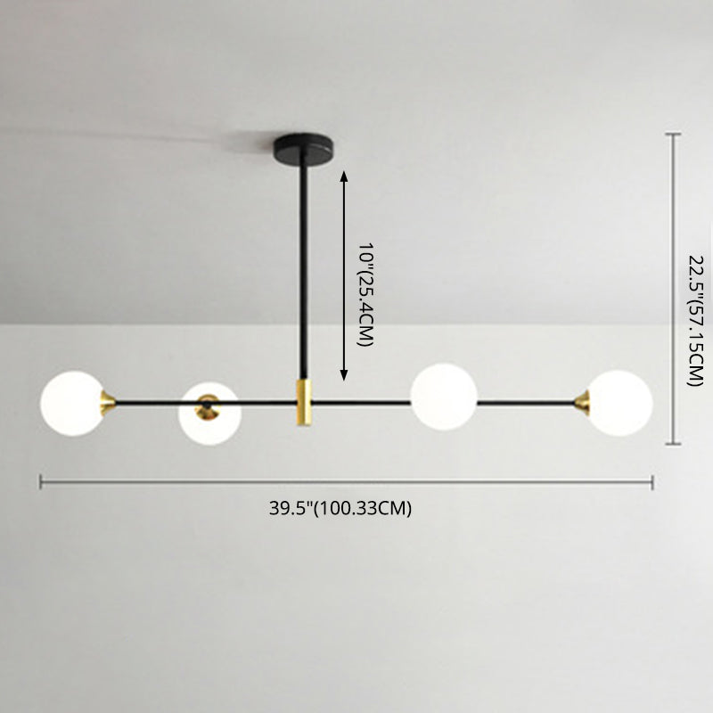 Modern Minimalism Black Metal Island Pendant Lighting Spherical Glass Island Ceiling Light for Dining Table Clearhalo 'Ceiling Lights' 'Island Lights' 'Lighting' 2605075