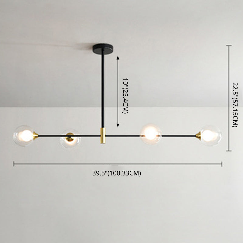 Modern Minimalism Black Metal Island Pendant Lighting Spherical Glass Island Ceiling Light for Dining Table Clearhalo 'Ceiling Lights' 'Island Lights' 'Lighting' 2605076