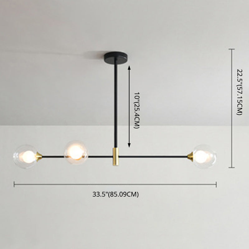 Modern Minimalism Black Metal Island Pendant Lighting Spherical Glass Island Ceiling Light for Dining Table Clearhalo 'Ceiling Lights' 'Island Lights' 'Lighting' 2605077