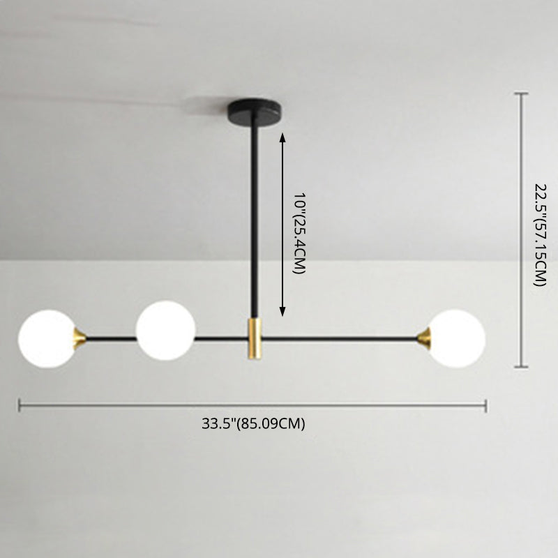 Modern Minimalism Black Metal Island Pendant Lighting Spherical Glass Island Ceiling Light for Dining Table Clearhalo 'Ceiling Lights' 'Island Lights' 'Lighting' 2605078