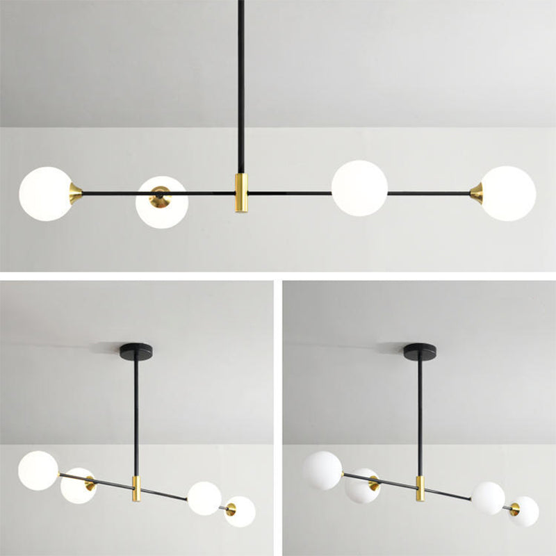 Modern Minimalism Black Metal Island Pendant Lighting Spherical Glass Island Ceiling Light for Dining Table Clearhalo 'Ceiling Lights' 'Island Lights' 'Lighting' 2605079