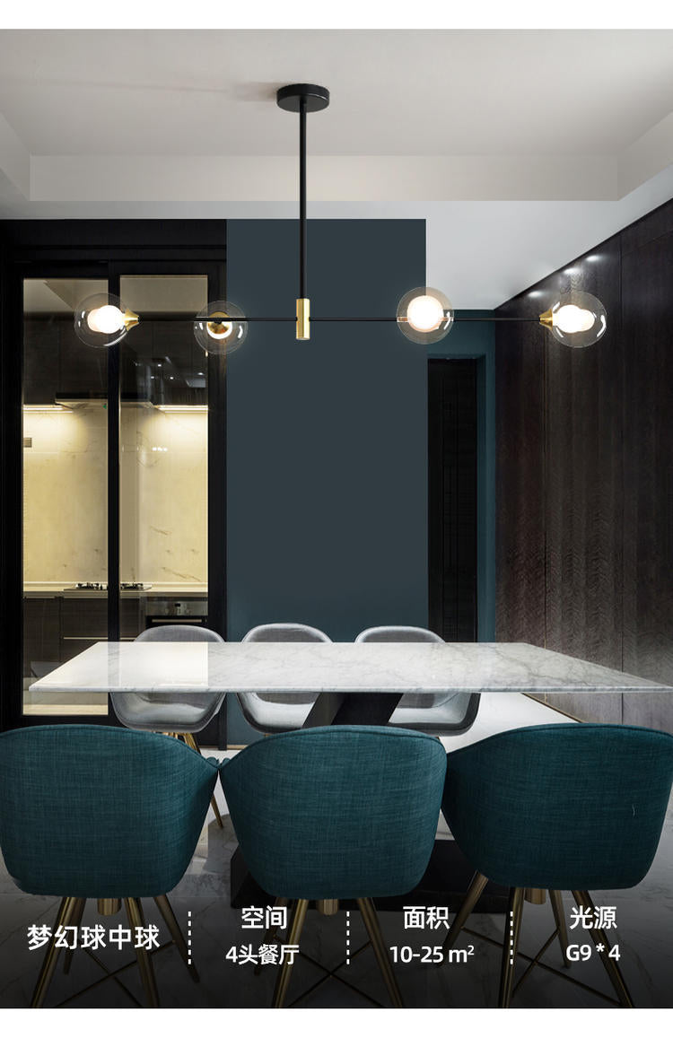 Modern Minimalism Black Metal Island Pendant Lighting Spherical Glass Island Ceiling Light for Dining Table Clearhalo 'Ceiling Lights' 'Island Lights' 'Lighting' 2605083