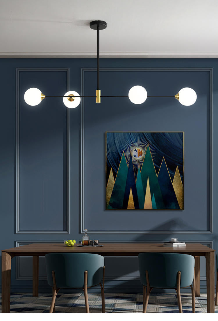 Modern Minimalism Black Metal Island Pendant Lighting Spherical Glass Island Ceiling Light for Dining Table Clearhalo 'Ceiling Lights' 'Island Lights' 'Lighting' 2605084