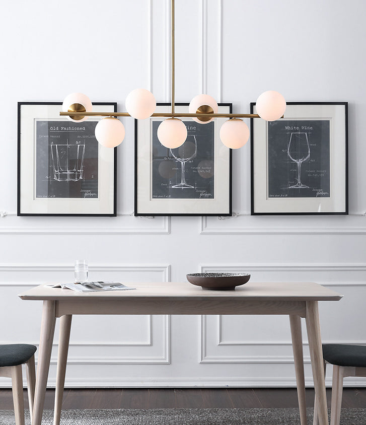 7 Light Modern Gold Metal Island Pendant Lighting Spherical White Glass Island Ceiling Light for Dining Table Clearhalo 'Ceiling Lights' 'Island Lights' 'Lighting' 2605108