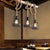 Vintage Hemp Rope Chandelier Indsutrial Retro Linear Wood Pendant with Wire Cage for Restaurant 3 Black Clearhalo 'Ceiling Lights' 'Island Lights' 'Lighting' 2605139