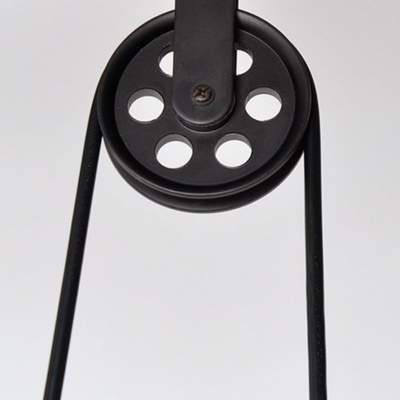 3 Lights Metal Pulley Island Pendant Lighting Industrial Black Cone Shade Island Lamps Clearhalo 'Ceiling Lights' 'Island Lights' 'Lighting' 2605148