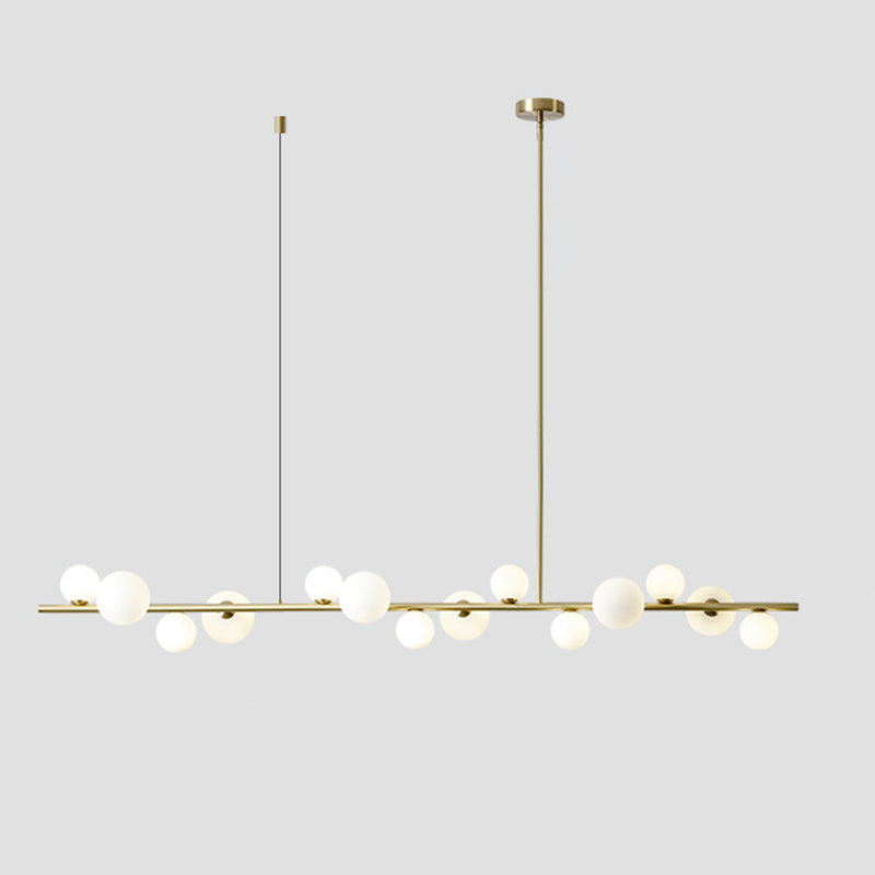 Modern Minimalism Gold Metal Island Pendant Lighting Spherical Glass Island Ceiling Light for Dining Table 14 Cream Clearhalo 'Ceiling Lights' 'Island Lights' 'Lighting' 2605165