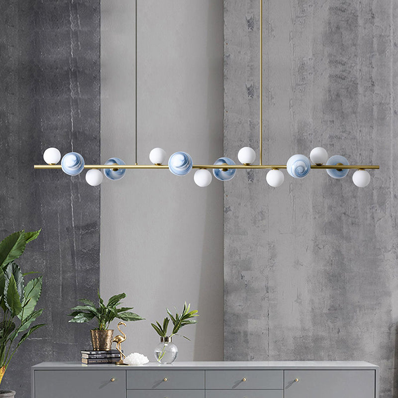 Modern Minimalism Gold Metal Island Pendant Lighting Spherical Glass Island Ceiling Light for Dining Table Clearhalo 'Ceiling Lights' 'Island Lights' 'Lighting' 2605166