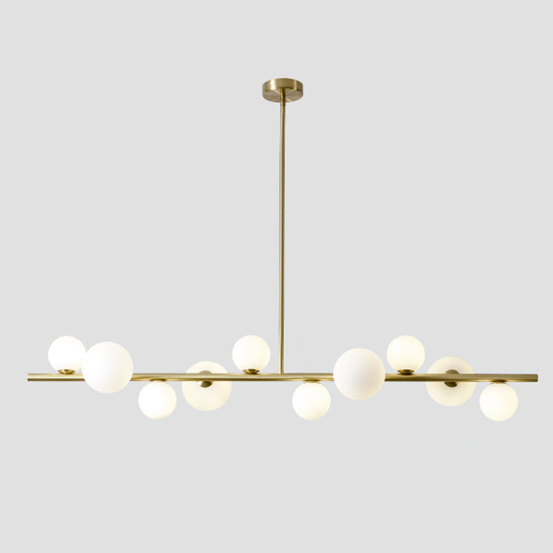 Modern Minimalism Gold Metal Island Pendant Lighting Spherical Glass Island Ceiling Light for Dining Table 10 Cream Clearhalo 'Ceiling Lights' 'Island Lights' 'Lighting' 2605167