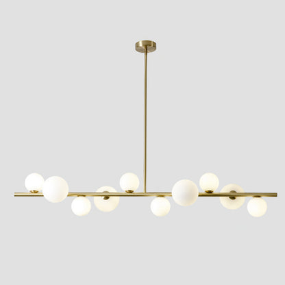Modern Minimalism Gold Metal Island Pendant Lighting Spherical Glass Island Ceiling Light for Dining Table 10 Cream Clearhalo 'Ceiling Lights' 'Island Lights' 'Lighting' 2605167