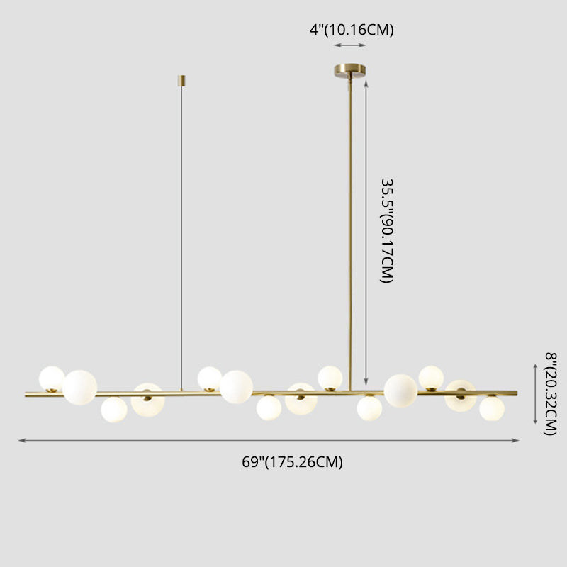 Modern Minimalism Gold Metal Island Pendant Lighting Spherical Glass Island Ceiling Light for Dining Table Clearhalo 'Ceiling Lights' 'Island Lights' 'Lighting' 2605172
