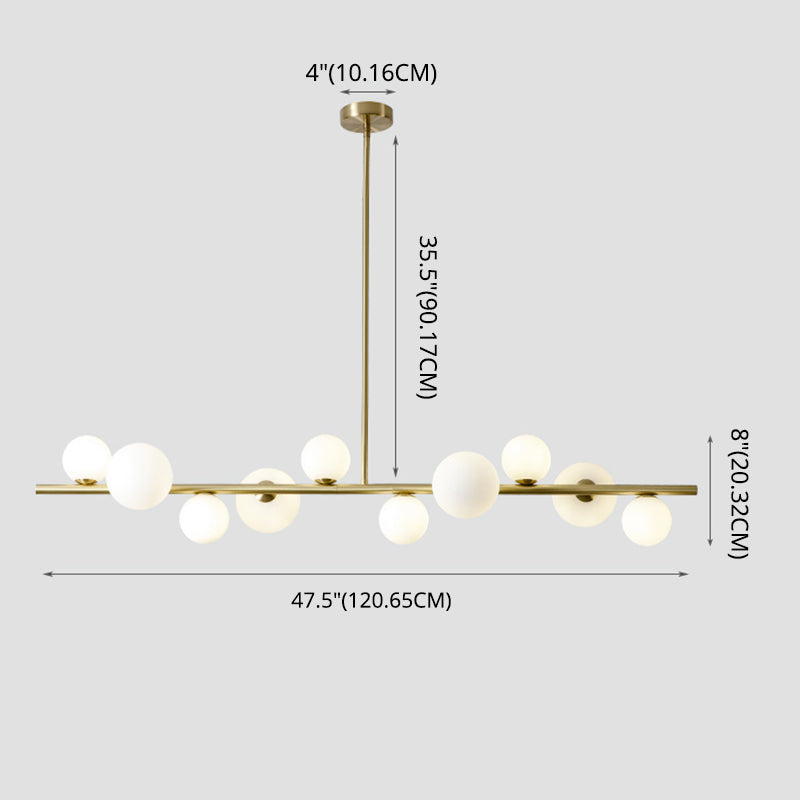 Modern Minimalism Gold Metal Island Pendant Lighting Spherical Glass Island Ceiling Light for Dining Table Clearhalo 'Ceiling Lights' 'Island Lights' 'Lighting' 2605173