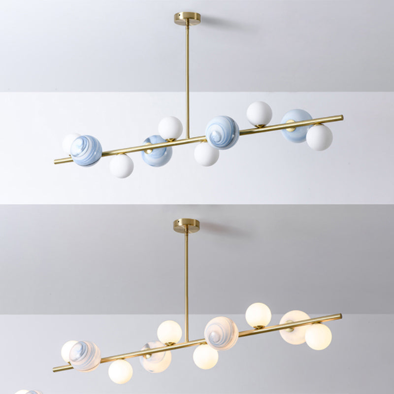 Modern Minimalism Gold Metal Island Pendant Lighting Spherical Glass Island Ceiling Light for Dining Table Clearhalo 'Ceiling Lights' 'Island Lights' 'Lighting' 2605175