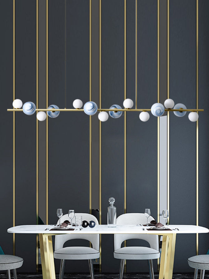 Modern Minimalism Gold Metal Island Pendant Lighting Spherical Glass Island Ceiling Light for Dining Table Clearhalo 'Ceiling Lights' 'Island Lights' 'Lighting' 2605177