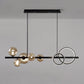 5 Light Modern Black Metal Island Pendant Lighting Spherical Glass Island Ceiling Light for Dining Table Cognac Clearhalo 'Ceiling Lights' 'Island Lights' 'Lighting' 2605184
