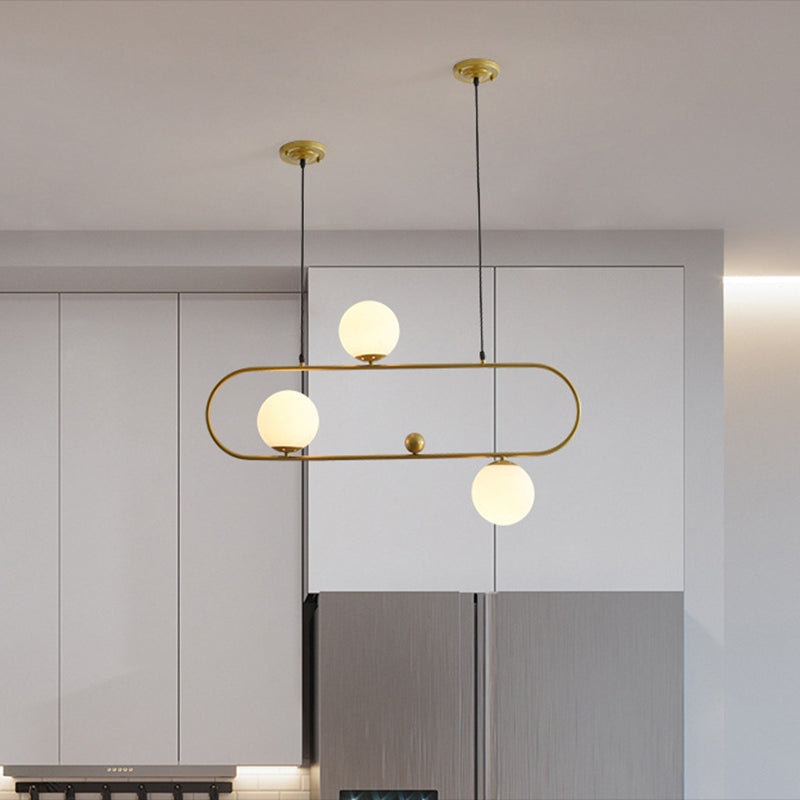 Modern Minimalism Ellipse Shape Island Pendant Lighting Globe Glass Island Ceiling Light for Living Room 3 Gold Clearhalo 'Ceiling Lights' 'Island Lights' 'Lighting' 2605206