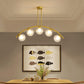 Mid-Century Modern Gold Metal Island Pendant Lighting Spherical Glass Island Ceiling Light for Dining Table Clearhalo 'Ceiling Lights' 'Island Lights' 'Lighting' 2605225
