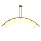Mid-Century Modern Gold Metal Island Pendant Lighting Spherical Glass Island Ceiling Light for Dining Table Clearhalo 'Ceiling Lights' 'Island Lights' 'Lighting' 2605233